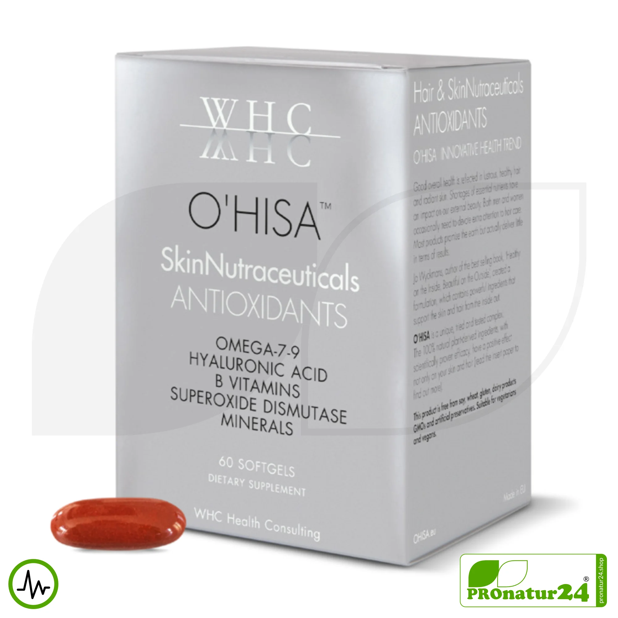 WHC O'HISA SkinNutraceuticals ANTIOXIDANTS | All-in-One Beauty Product with Omega-7 and Omega-9 Fatty Acids, Vitamins + Minerals | 60 Softgel Capsules