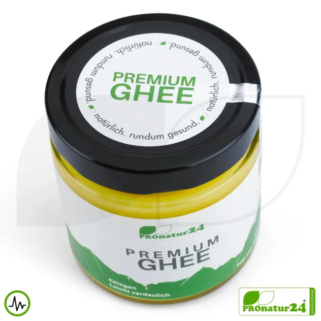 PREMIUM GHEE | Ayurvedic clarified butter, made out of 100% hay milk (certified pasture farming AT) | filled by hand in glass | perfect for low-carb and ketogenic diets.