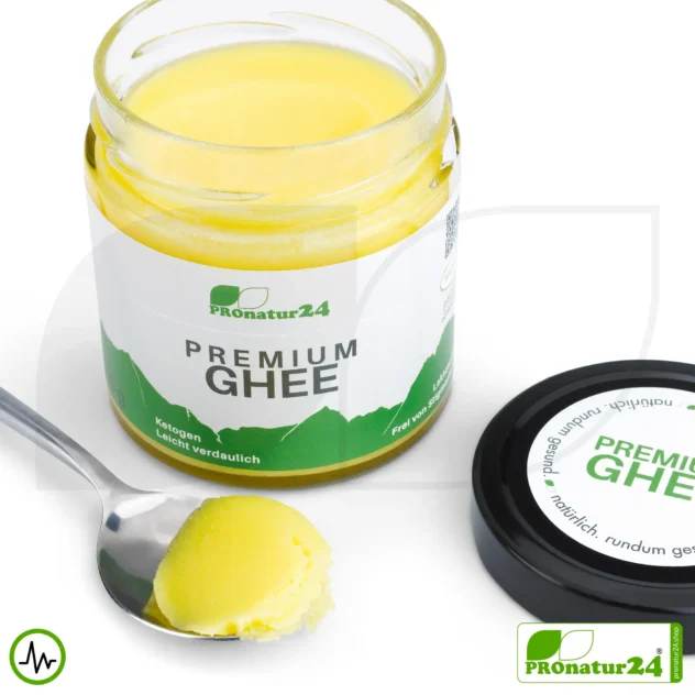 PREMIUM GHEE | Ayurvedic clarified butter, made out of 100% hay milk (certified pasture farming AT) | filled by hand in glass | perfect for low-carb and ketogenic diets.