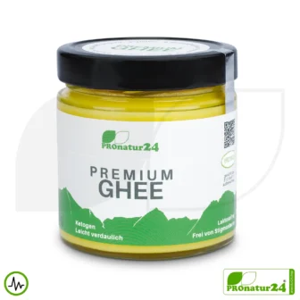 PREMIUM GHEE | Ayurvedic clarified butter, made out of 100% hay milk (certified pasture farming AT) | filled by hand in glass | perfect for low-carb and ketogenic diets.