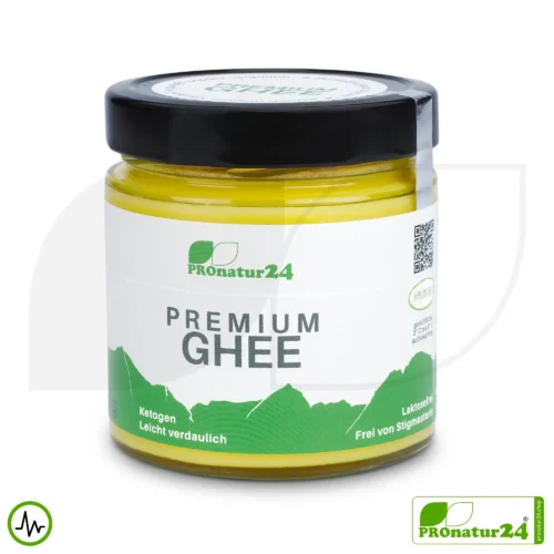 PREMIUM GHEE | Ayurvedic clarified butter, made out of 100% hay milk (certified pasture farming AT) | filled by hand in glass | perfect for low-carb and ketogenic diets.