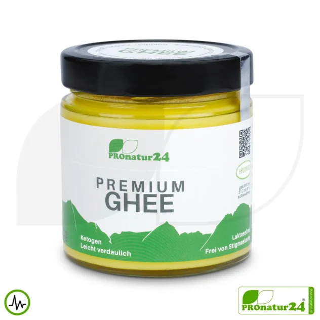 PREMIUM GHEE | Ayurvedic clarified butter, made out of 100% hay milk (certified pasture farming AT) | filled by hand in glass | perfect for low-carb and ketogenic diets.