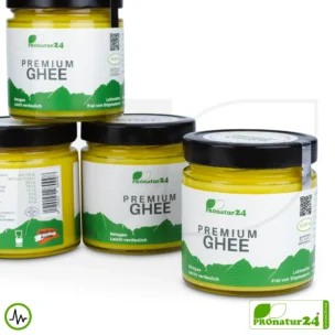 PREMIUM GHEE | Ayurvedic clarified butter, made out of 100% hay milk (certified pasture farming AT) | filled by hand in glass | perfect for low-carb and ketogenic diets.