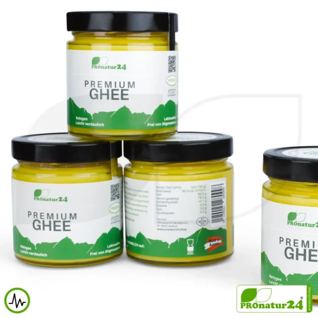 PREMIUM GHEE | Ayurvedic clarified butter, made out of 100% hay milk (certified pasture farming AT) | filled by hand in glass | perfect for low-carb and ketogenic diets.