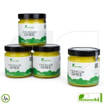 PREMIUM GHEE in GLASS | Ayurvedic clarified butter, made out of 100% hay milk (certified pasture farming AT) | filled by hand | perfect for low-carb and ketogenic diets. 16 PREMIUM GHEE | Ayurvedic clarified butter, made out of 100% hay milk (certified pasture farming AT) | filled by hand in glass | perfect for low-carb and ketogenic diets.