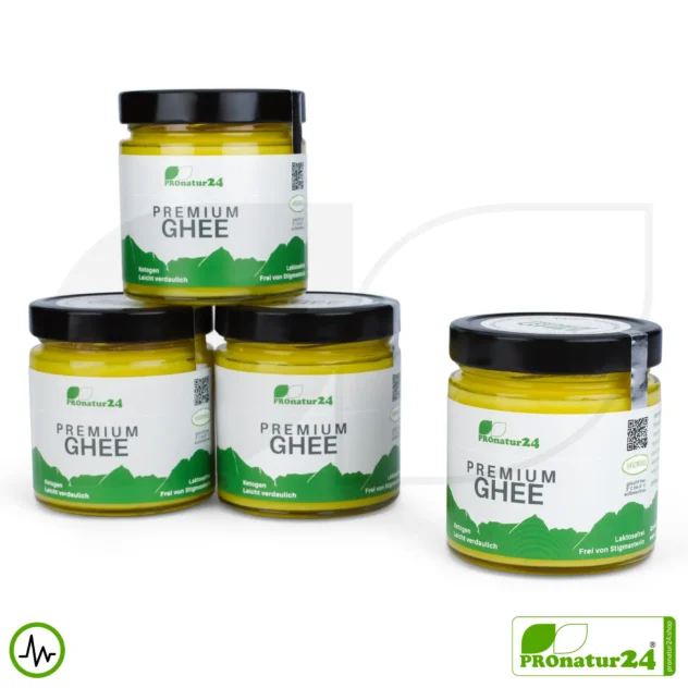 PREMIUM GHEE | Ayurvedic clarified butter, made out of 100% hay milk (certified pasture farming AT) | filled by hand in glass | perfect for low-carb and ketogenic diets.