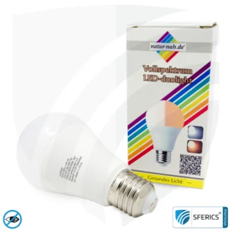 8 watt LED full spectrum DuoLight | 3 light colors with a click: daylight + warm light + neutral light, 700 lumens | CRI 95 | flickerfree | E27 | business quality
