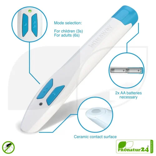 bite away® two | ORIGINAL electronic bite healer for itchiness from insect bites | chemical-free | Electric heat pen against mosquito bites as insect bite healer