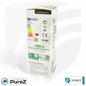 4 watt LED filament candle Pure-Z NEO | bright as 38 watts, 400 lumens | CRI 97 | flicker-free | warm white | E14 | frost