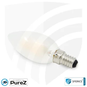 4 watt LED filament candle Pure-Z NEO | bright as 38 watts, 400 lumens | CRI 97 | flicker-free | warm white | E14 | frost