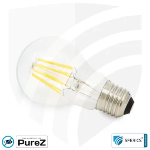 6,4 watt LED filament Pure-Z NEO | bright as 55 watts, 650 lumens | CRI 97 | flicker-free | warm white | E27. clear.