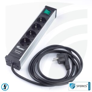Socket strip 4-way, shielded LF | with on/off switch | type EF (Schuko)