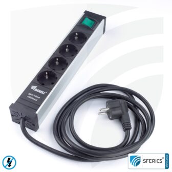 Socket strip 4-way, shielded LF | with on/off switch | type EF (Schuko)