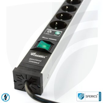 Socket strip 9-way, shielded LF | with on/off switch and overvoltage protection | type EF (Schuko)