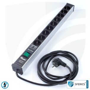 Socket strip 9-way, shielded LF | with on/off switch and overvoltage protection | type EF (Schuko)
