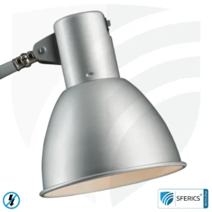 Shielded lamp LONDON in the design SILVER | desk lamp for the bright workplace or as an ingenious work lamp | E27 socket