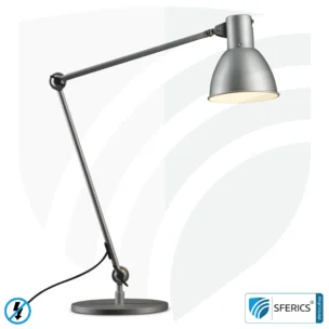 Shielded lamp LONDON in the design SILVER | desk lamp for the bright workplace or as an ingenious work lamp | E27 socket