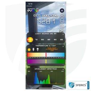 Lightspectrum Pro EVO for iPhone and iPad | measurement of the light spectrum | color temperature (Kelvin) and wavelengths, CRI, lux, and much more.