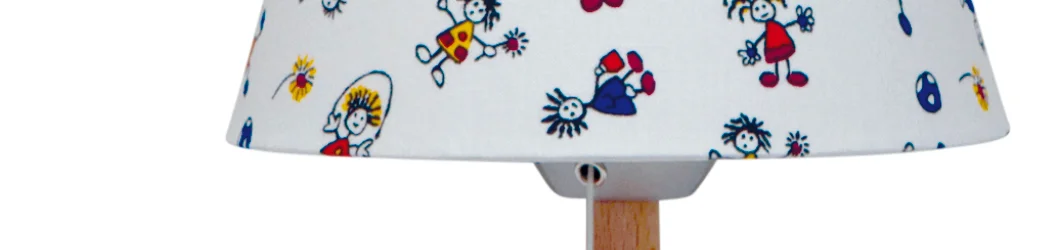 Shielded table lamp made of beech wood | lampshade CHILDREN made of cotton fabric | E27 socket