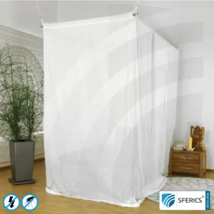 Shielding canopy electrosmog EMF | SINGLE BED | Shielding effectiveness HF up to 99,99% (40 dB) | SFERICS® invest4life program | High reduction of RF radiation, WIFI, etc.