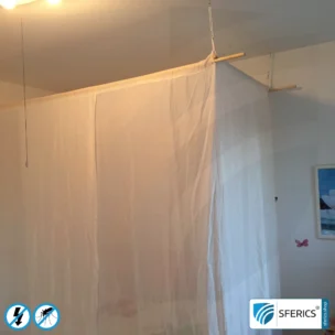 Shielding canopy electrosmog EMF | SINGLE BED | Shielding effectiveness HF up to 99,99% (40 dB) | SFERICS® invest4life program | High reduction of RF radiation, WIFI, etc.