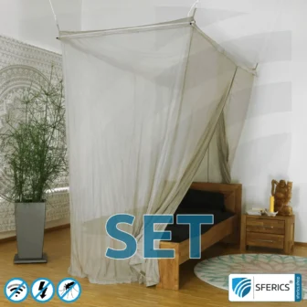 Shielding canopy Electrosmog ULTRA in a set | SINGLE BED | Shielding EMF over 99,99% (48 dB) | Groundable LF | SFERICS® invest4life program | Effective against 5G!