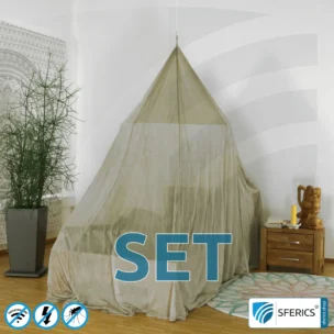 Shielding canopy Electrosmog ULTRA in a set | SINGLE BED PYRAMID | Shielding EMF over 99,99% (48 dB) | Groundable LF | SFERICS® invest4life program | Effective against 5G!