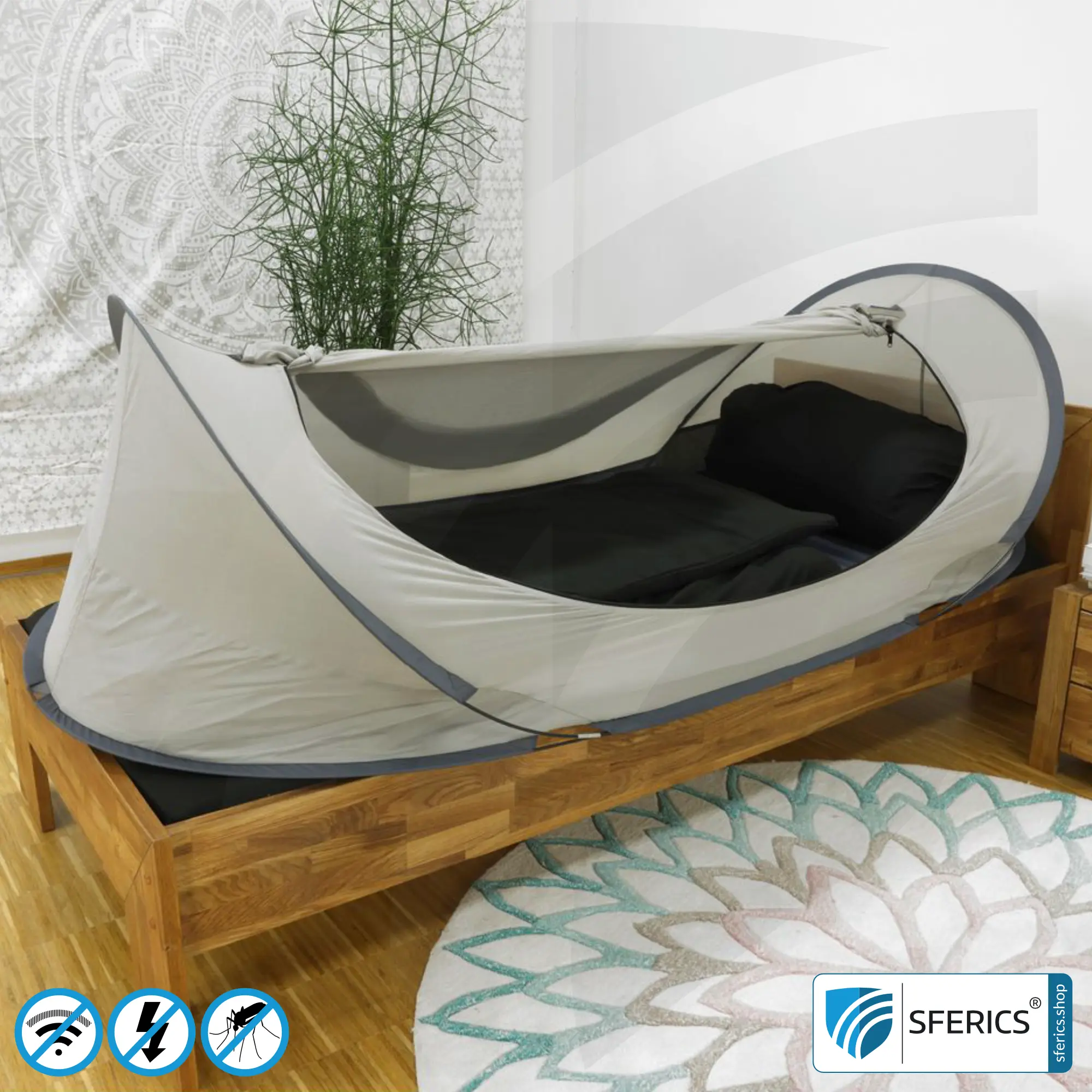 Shielding Tent SAFECAVE Pop Up Litter Tent | anti electrosmog full protection | mobile radiation protection against WIFI, cell phone, LTE, 5G, ... with efficiency up to 99,99% (44 dB) | groundable 2 Shielding Tent SAFECAVE Pop Up Litter Tent | anti electrosmog full protection | mobile radiation protection against WIFI, cell phone, LTE, 5G, ... with efficiency up to 99,99% (44 dB) | groundable