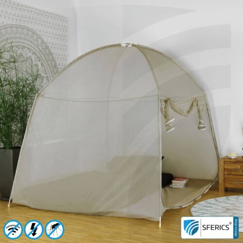 Shielding Tent SAFECAVE SUPERKING with 175 cm width | anti electrosmog full protection | mobile radiation protection against WIFI, cell phone, LTE, 5G, ... with efficiency over 99,99% (42 dB) | free-standing, without ceiling suspension | groundable