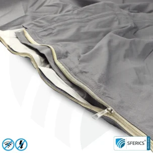 Shielding sleeping bag Electrosmog PRO | mobile radiation protection against WIFI, cell phone, LTE, 5G, ... with efficiency over 99,99% (42 dB) | LF groundable