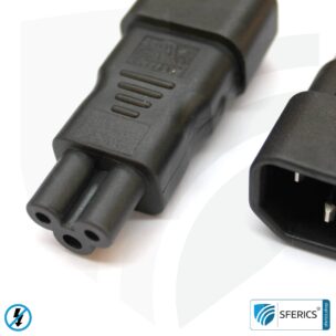 Adapter C13 plug to two-pin C5 plug | laptop class 5 Adapter C13 plug to two-pin C5 plug | laptop class