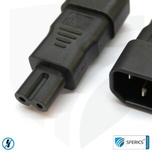 Adapter C13 plug to two-pin C7 plug | plug change for the IEC cable 7 Adapter C13 plug to two-pin C7 plug | plug change for the IEC cable