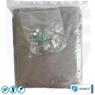 Shielding canopy electrosmog BUDGET | DOUBLE BED or GRAND KING SIZE, box shape | Shielding EMF over 99,99% (44 dB) | Groundable LF | Made in China 8 Shielding canopy electrosmog BUDGET | DOUBLE BED or GRAND KING SIZE, box shape | Shielding EMF over 99,99% (44 dB) | Groundable LF | Made in China