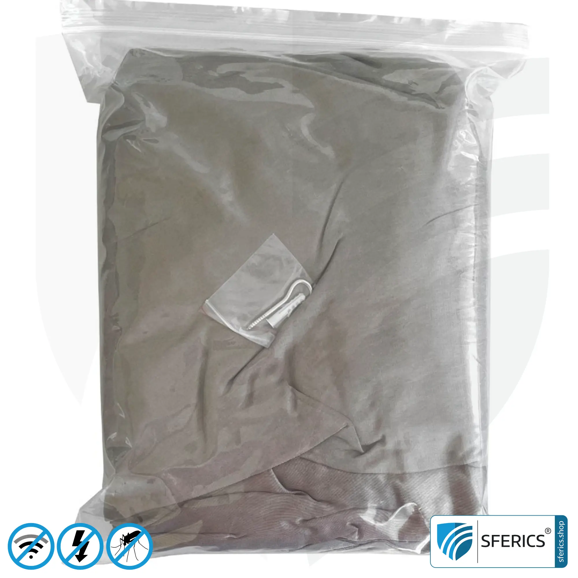 Shielding canopy electrosmog BUDGET | DOUBLE BED or GRAND KING SIZE, pyramid shape | Shielding EMF over 99,99% (44 dB) | Groundable LF | Made in China 6 Shielding canopy electrosmog BUDGET | DOUBLE BED or GRAND KING SIZE, pyramid shape | Shielding EMF over 99,99% (44 dB) | Groundable LF | Made in China