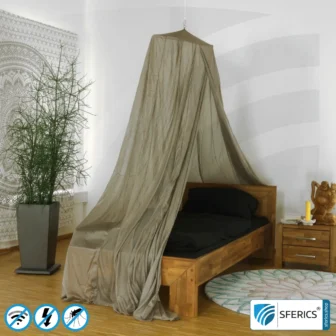 Shielding canopy electrosmog BUDGET | SINGLE BED, pyramid shape | Shielding EMF over 99,99% (44 dB) | Groundable LF | Made in China