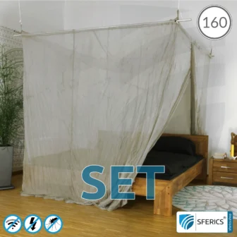 Shielding canopy Electrosmog ULTRA in a set | QUEEN SIZE BED, 160 CM | Shielding EMF over 99,99% (48 dB) | Groundable LF | SFERICS® invest4life program | Effective against 5G!