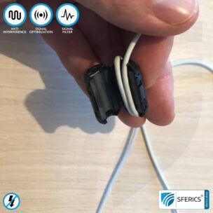 Ferrite core filter against electrosmog in the headset cable | black, clickable, for 5mm cable | FREE 1 piece as a gift! 14 Ferrite core filter against electrosmog in the headset cable | black, clickable, for 5mm cable | FREE 1 piece as a gift!