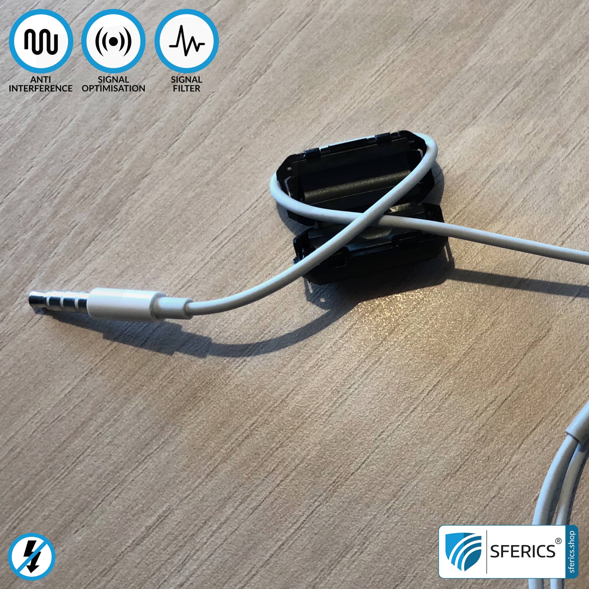 Ferrite core filter against electrosmog in the headset cable | black, clickable, for 5mm cable | FREE 1 piece as a gift! 6 Ferrite core filter against electrosmog in the headset cable | black, clickable, for 5mm cable | FREE 1 piece as a gift!
