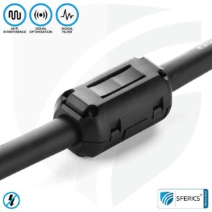 Ferrite core filter against electrosmog in the headset cable | black, clickable, for 5mm cable | FREE 1 piece as a gift! 15 Ferrite core filter against electrosmog in the headset cable | black, clickable, for 5mm cable | FREE 1 piece as a gift!