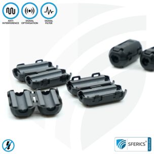Ferrite core filter against electrosmog in the headset cable | black, clickable, for 5mm cable | FREE 1 piece as a gift! 16 Ferrite core filter against electrosmog in the headset cable | black, clickable, for 5mm cable | FREE 1 piece as a gift!