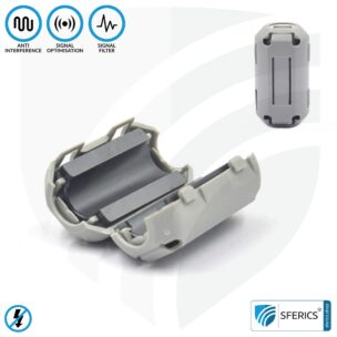 Ferrite core filter against electrosmog in the headset cable | grey, clickable, for 5mm cable | FREE 1 piece as a gift! 12 Ferrite core filter against electrosmog in the headset cable | grey, clickable, for 5mm cable | FREE 1 piece as a gift!