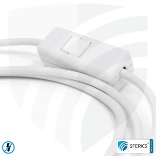 Shielded device connection cable with switch | white | 2 meters length | electrical cable for shielding alternating electric and magnetic fields LF 7 Shielded device connection cable with switch | white | 2 meters length | electrical cable for shielding alternating electric and magnetic fields LF