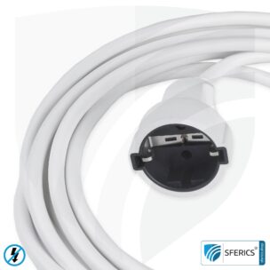 Shielded extension cable | white | schuko extension for shielding electrical and magnetic alternating fields LF 6 Shielded extension cable | white | schuko extension for shielding electrical and magnetic alternating fields LF