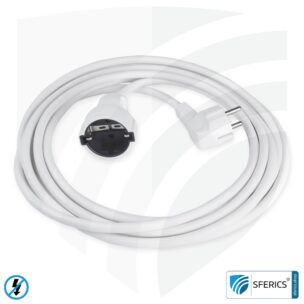 Shielded extension cable | white | schuko extension for shielding electrical and magnetic alternating fields LF 1 Shielded extension cable | white | schuko extension for shielding electrical and magnetic alternating fields LF