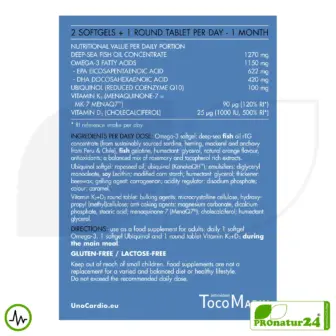 WHC QuattroCardio® (OMEGA-3 fatty acids, vitamin D3, K2 and Q10 ubiquinol) | 90 capsules 9 WHC QuattroCardio® (OMEGA-3 fatty acids, vitamin D3, K2 and Q10 ubiquinol) | 90 capsules
