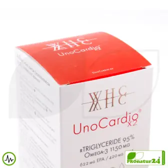 WHC UnoCardio® X2 | 90% OMEGA-3 Fatty Acids, 1150 mg | 60 Orange-flavored Softgel Capsules